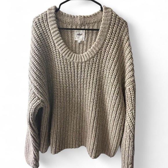 aerie Sweaters - Aerie Taupe Knit Crew Neck Sweater